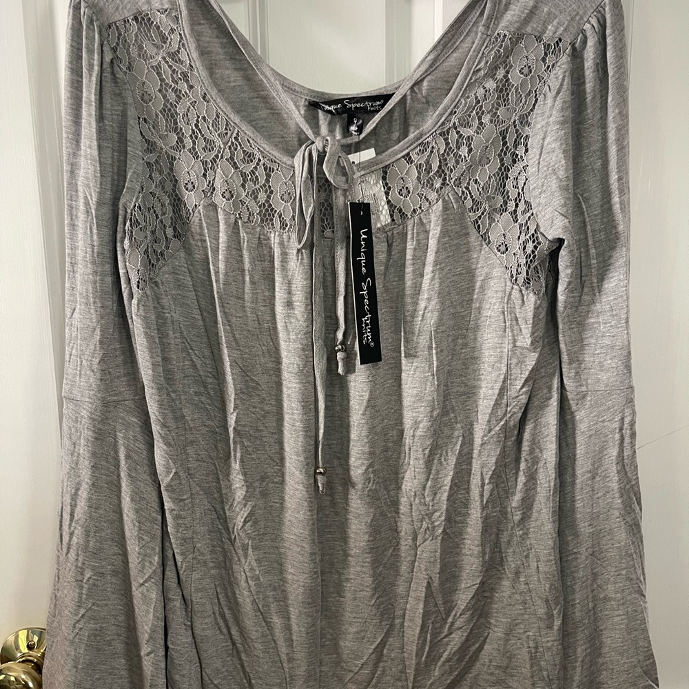Unique Spectrum Gray Lace Blouse